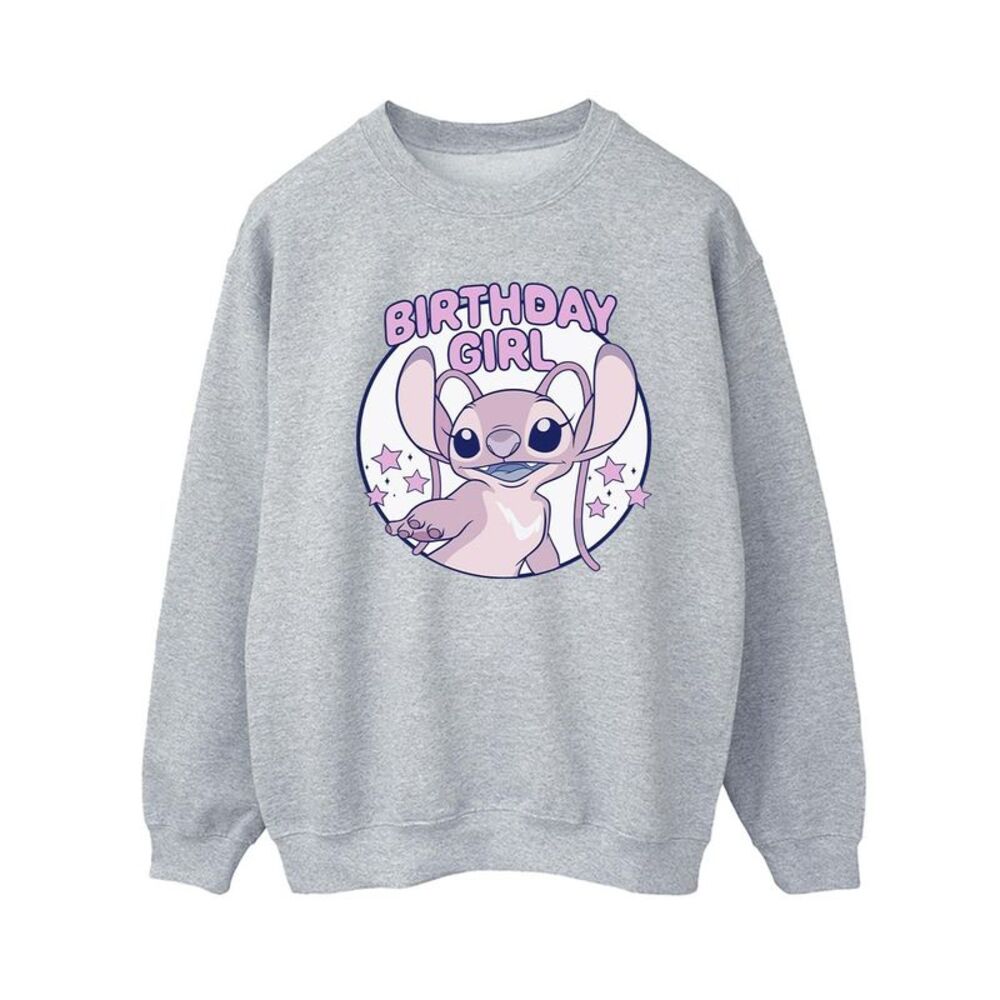 Lilo & Stitch Womens/Ladies Birthday Girl Angel Sweatshirt / Sport Grey
